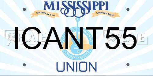 ICANT55 Mississippi License Plate