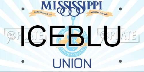 ICEBLU Mississippi License Plate