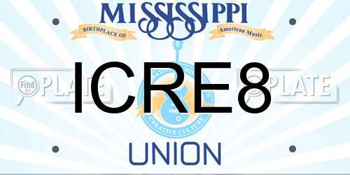 ICRE8 Mississippi License Plate