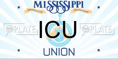 ICU Mississippi License Plate