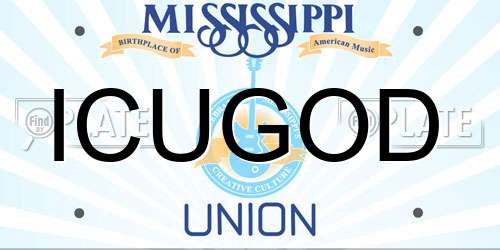 ICUGOD Mississippi License Plate