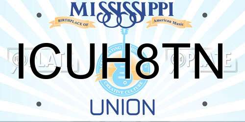 ICUH8TN Mississippi License Plate