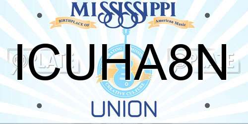 ICUHA8N Mississippi License Plate