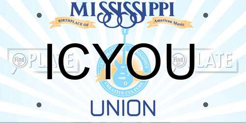 ICYOU Mississippi License Plate