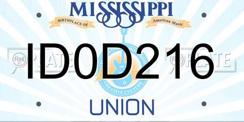 ID0D216 Mississippi License Plate