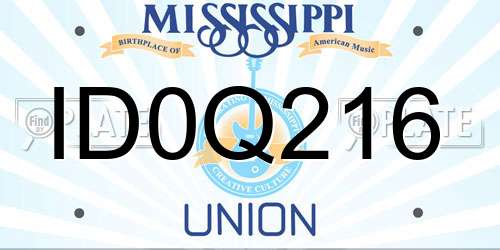 ID0Q216 Mississippi License Plate