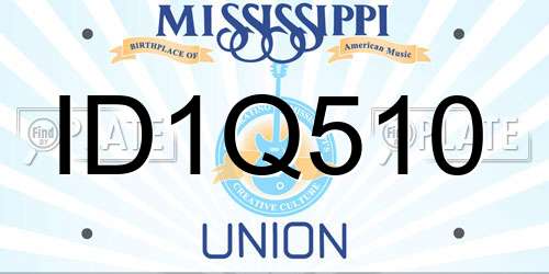 ID1Q510 Mississippi License Plate