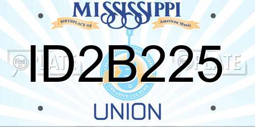 ID2B225 Mississippi License Plate