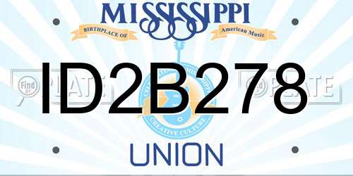ID2B278 Mississippi License Plate