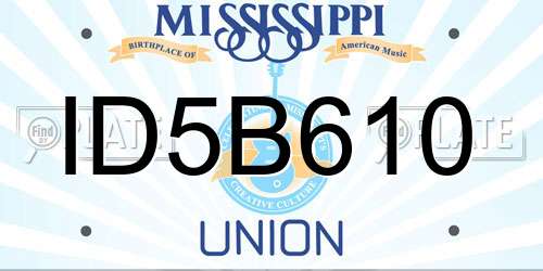 ID5B610 Mississippi License Plate