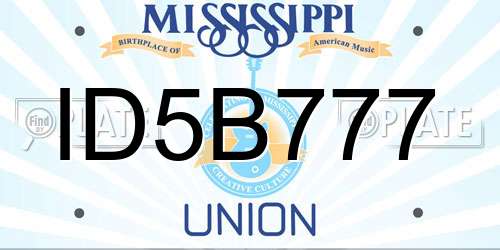 ID5B777 Mississippi License Plate