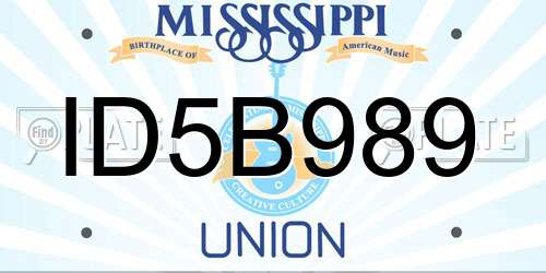 ID5B989 Mississippi License Plate