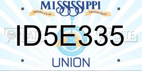 ID5E335 Mississippi License Plate