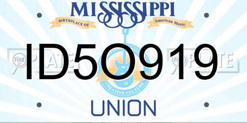 ID5O919 Mississippi License Plate