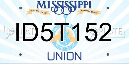 ID5T152 Mississippi License Plate