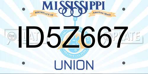 ID5Z667 Mississippi License Plate