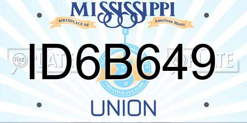 ID6B649 Mississippi License Plate