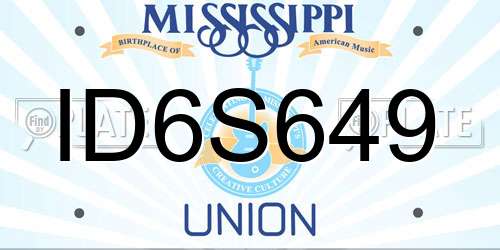 ID6S649 Mississippi License Plate