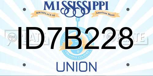 ID7B228 Mississippi License Plate