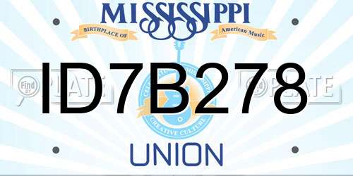 ID7B278 Mississippi License Plate