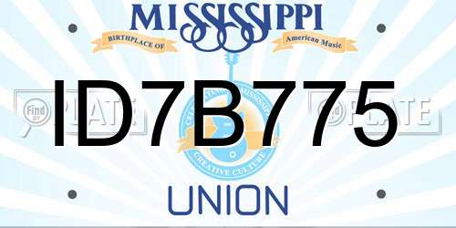 ID7B775 Mississippi License Plate