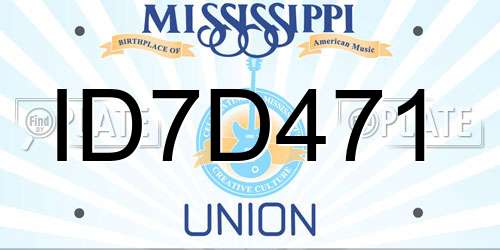 ID7D471 Mississippi License Plate