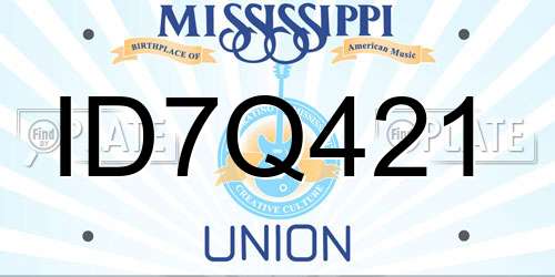 ID7Q421 Mississippi License Plate