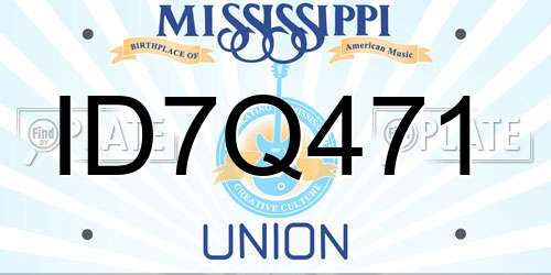ID7Q471 Mississippi License Plate
