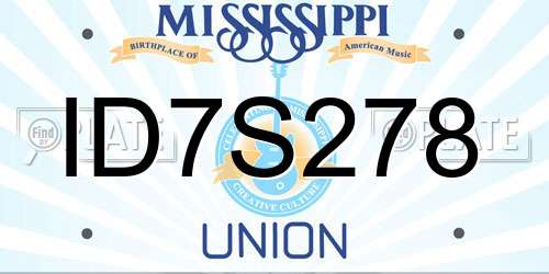 ID7S278 Mississippi License Plate