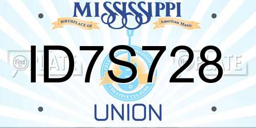 ID7S728 Mississippi License Plate