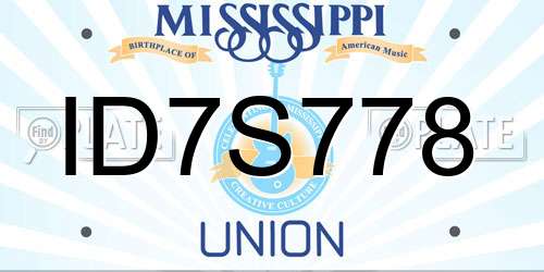 ID7S778 Mississippi License Plate