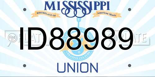 ID88989 Mississippi License Plate