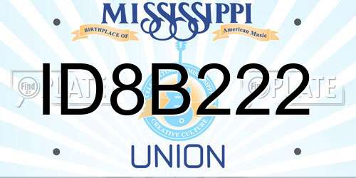 ID8B222 Mississippi License Plate