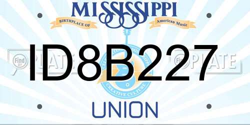 ID8B227 Mississippi License Plate