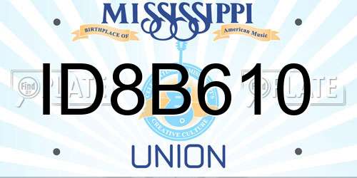 ID8B610 Mississippi License Plate