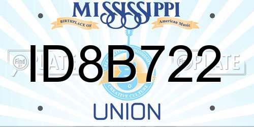 ID8B722 Mississippi License Plate