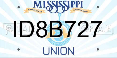 ID8B727 Mississippi License Plate