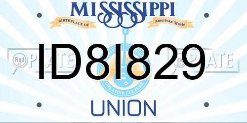 ID8I829 Mississippi License Plate