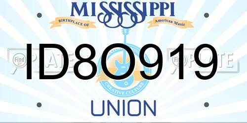 ID8O919 Mississippi License Plate