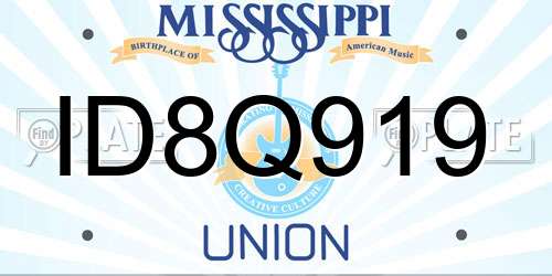 ID8Q919 Mississippi License Plate