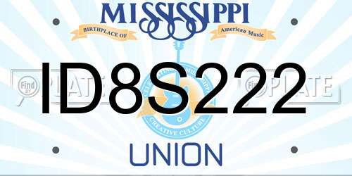 ID8S222 Mississippi License Plate