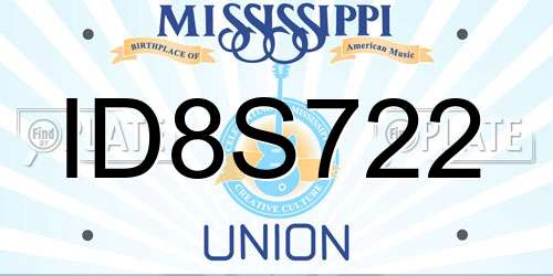 ID8S722 Mississippi License Plate