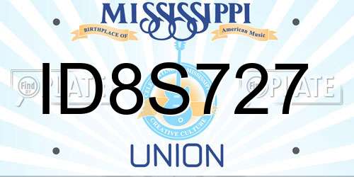 ID8S727 Mississippi License Plate