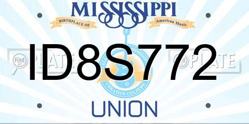 ID8S772 Mississippi License Plate