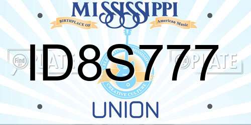 ID8S777 Mississippi License Plate