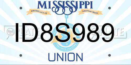 ID8S989 Mississippi License Plate