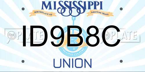 ID9B8C Mississippi License Plate