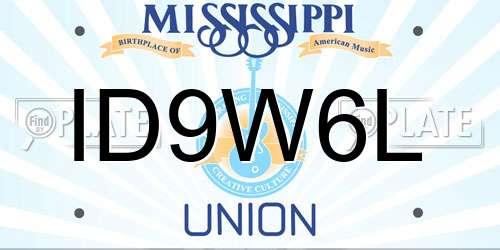 ID9W6L Mississippi License Plate