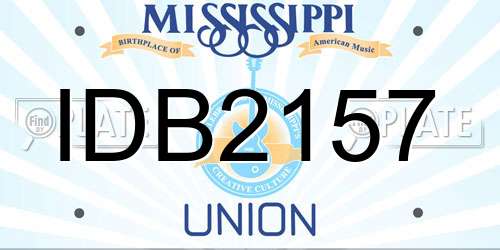 IDB2157 Mississippi License Plate