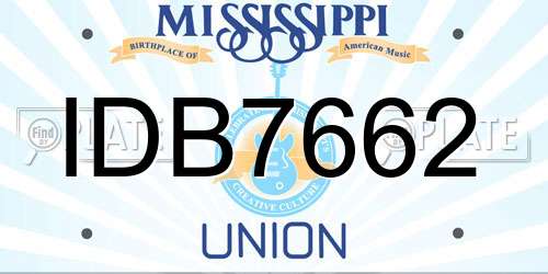 IDB7662 Mississippi License Plate